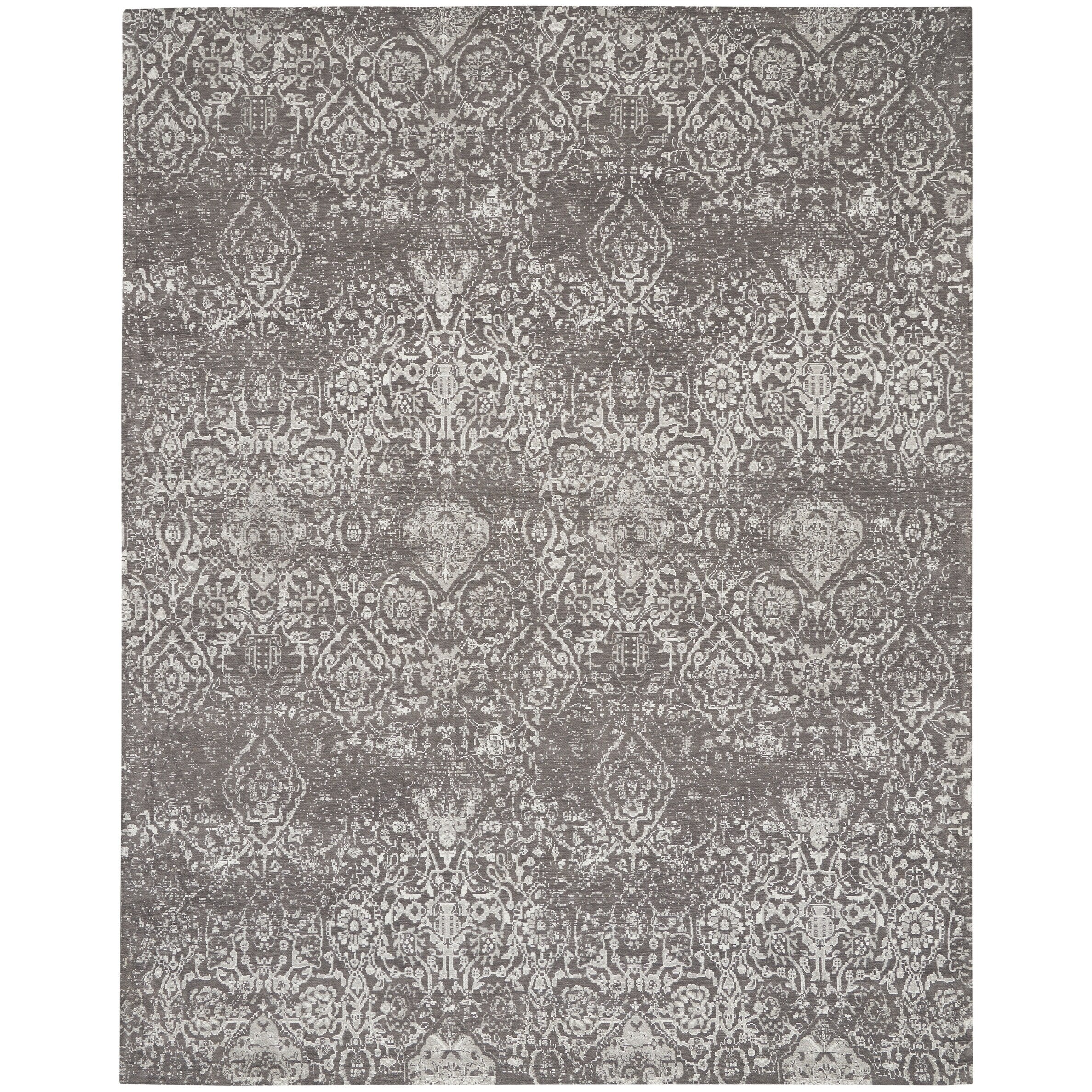 Nourison Damask Distressed Contemporary Area Rug
