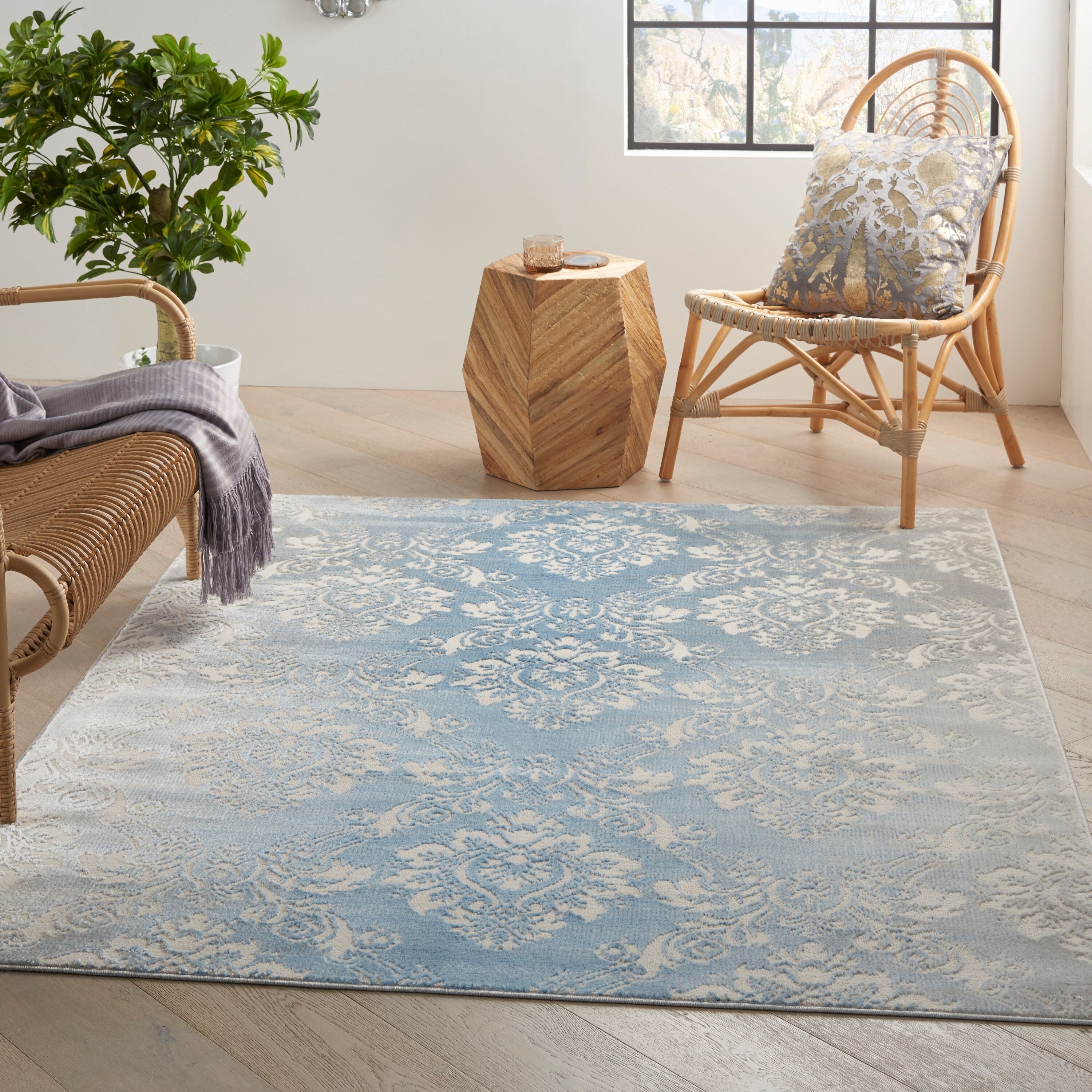 Nourison Elation Damask Pattern French Country Area Rug