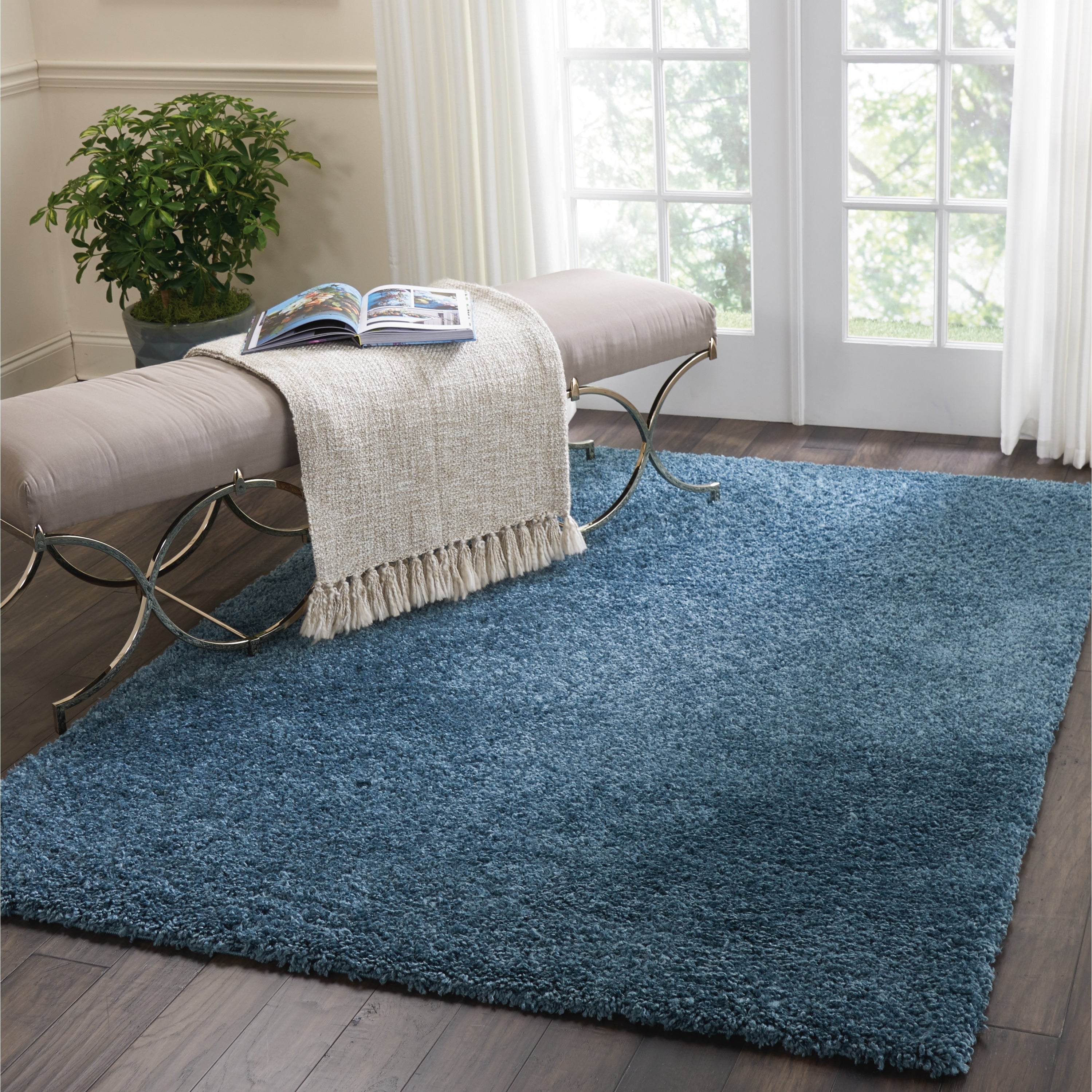 Nourison Malibu Shag Modern Plush Solid Area Rug