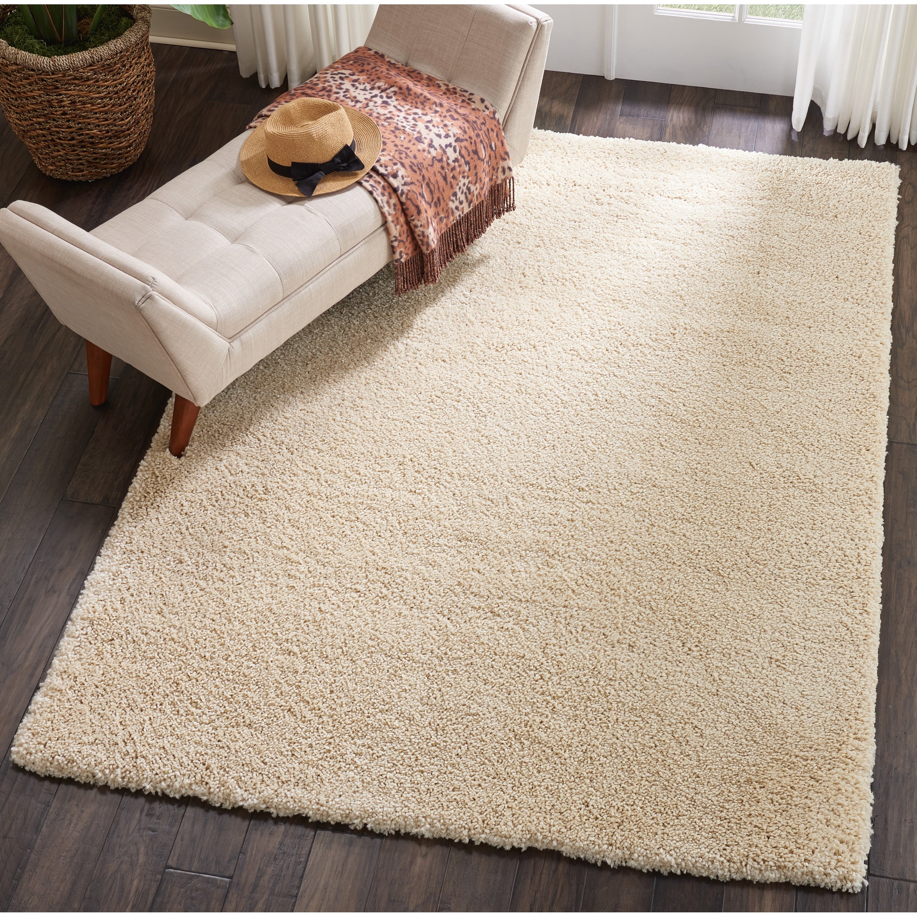 Nourison Malibu Shag Modern Plush Solid Area Rug
