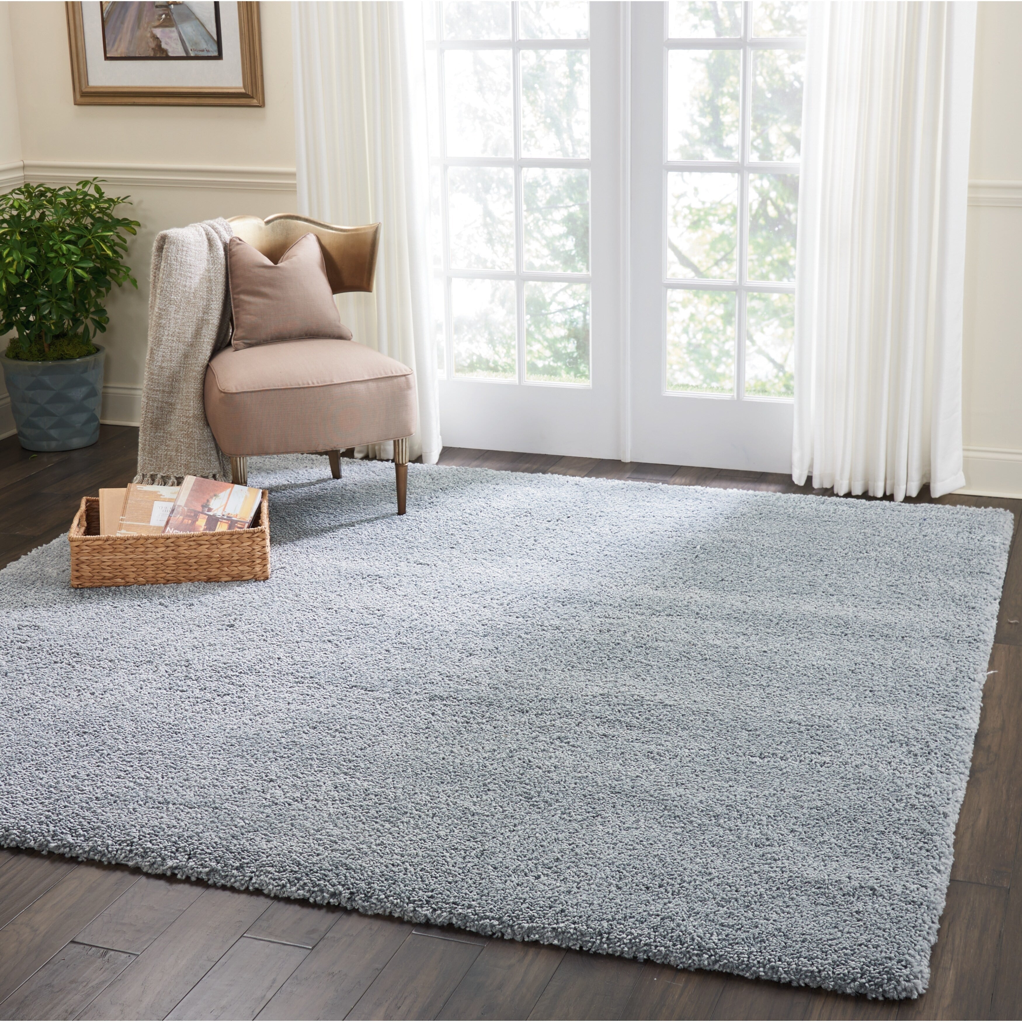Nourison Malibu Shag Modern Plush Solid Area Rug