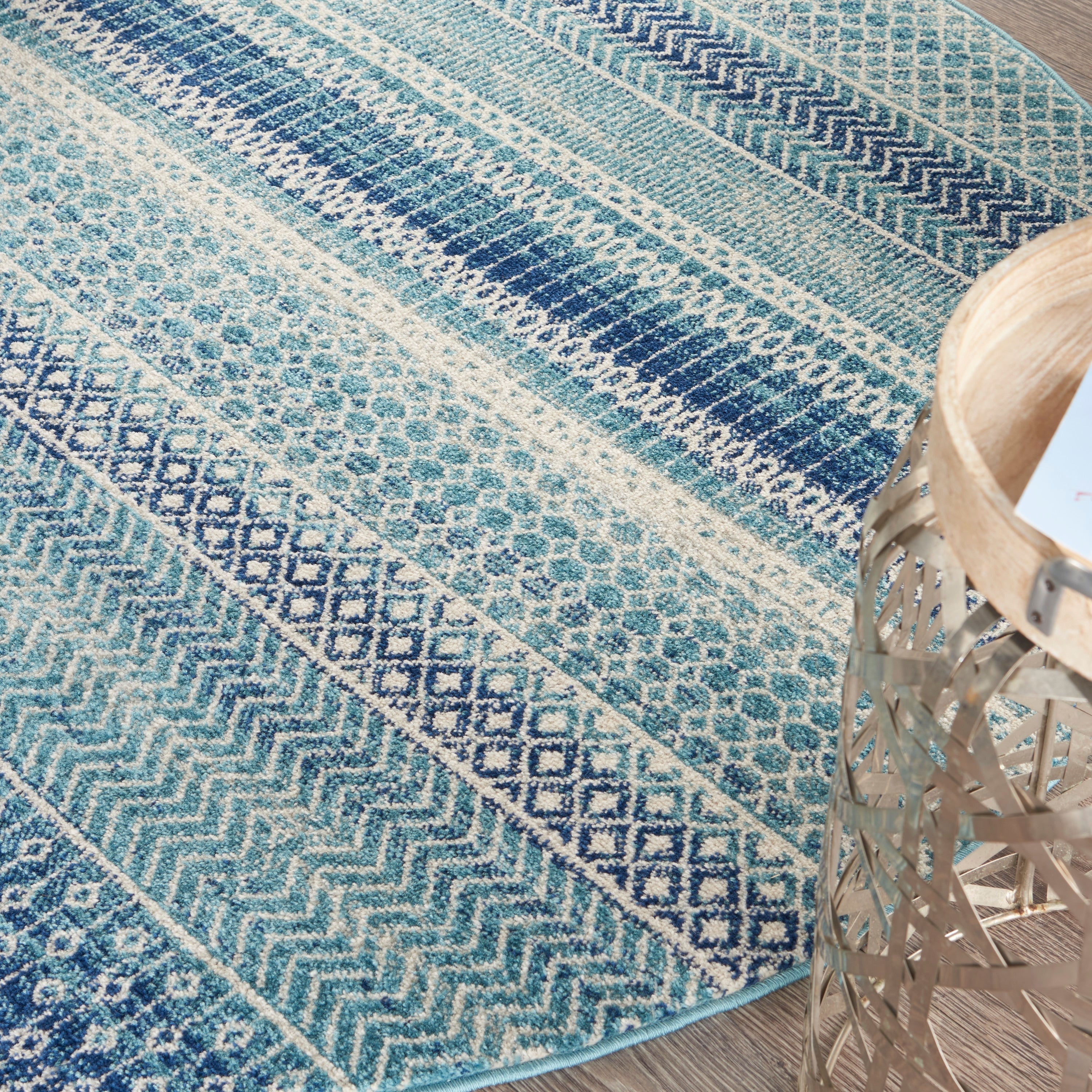 Nourison Passion Indigo Blue Coastal Geometric Area Rug