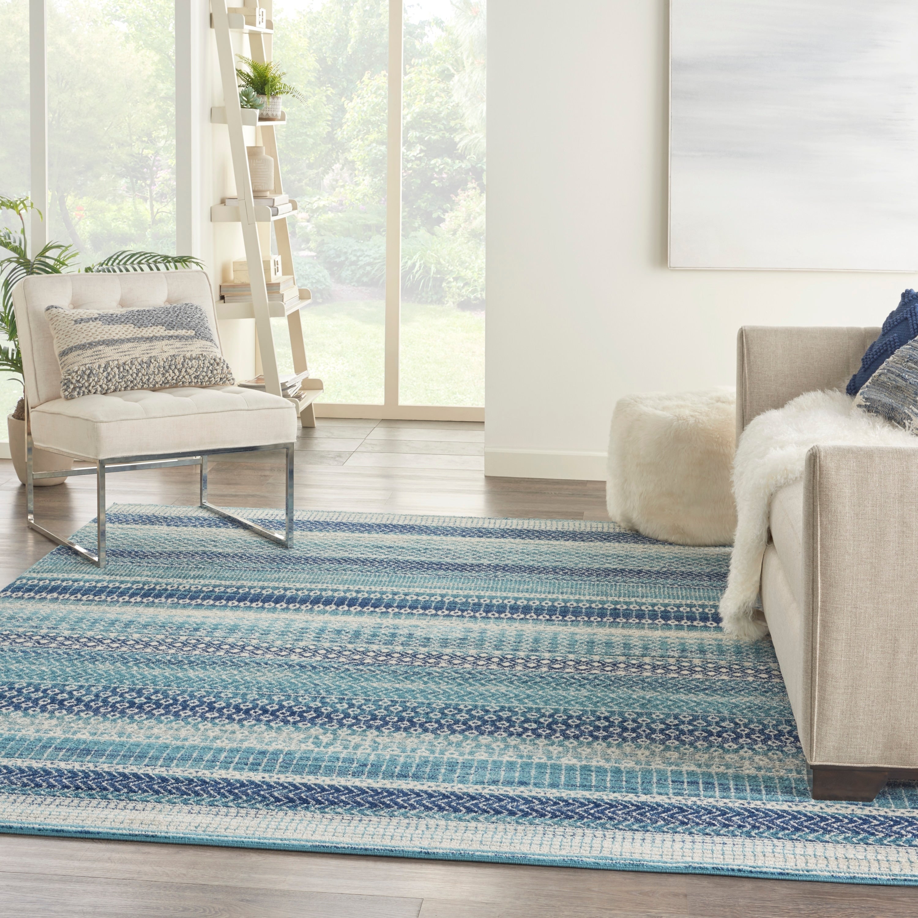 Nourison Passion Indigo Blue Coastal Geometric Area Rug