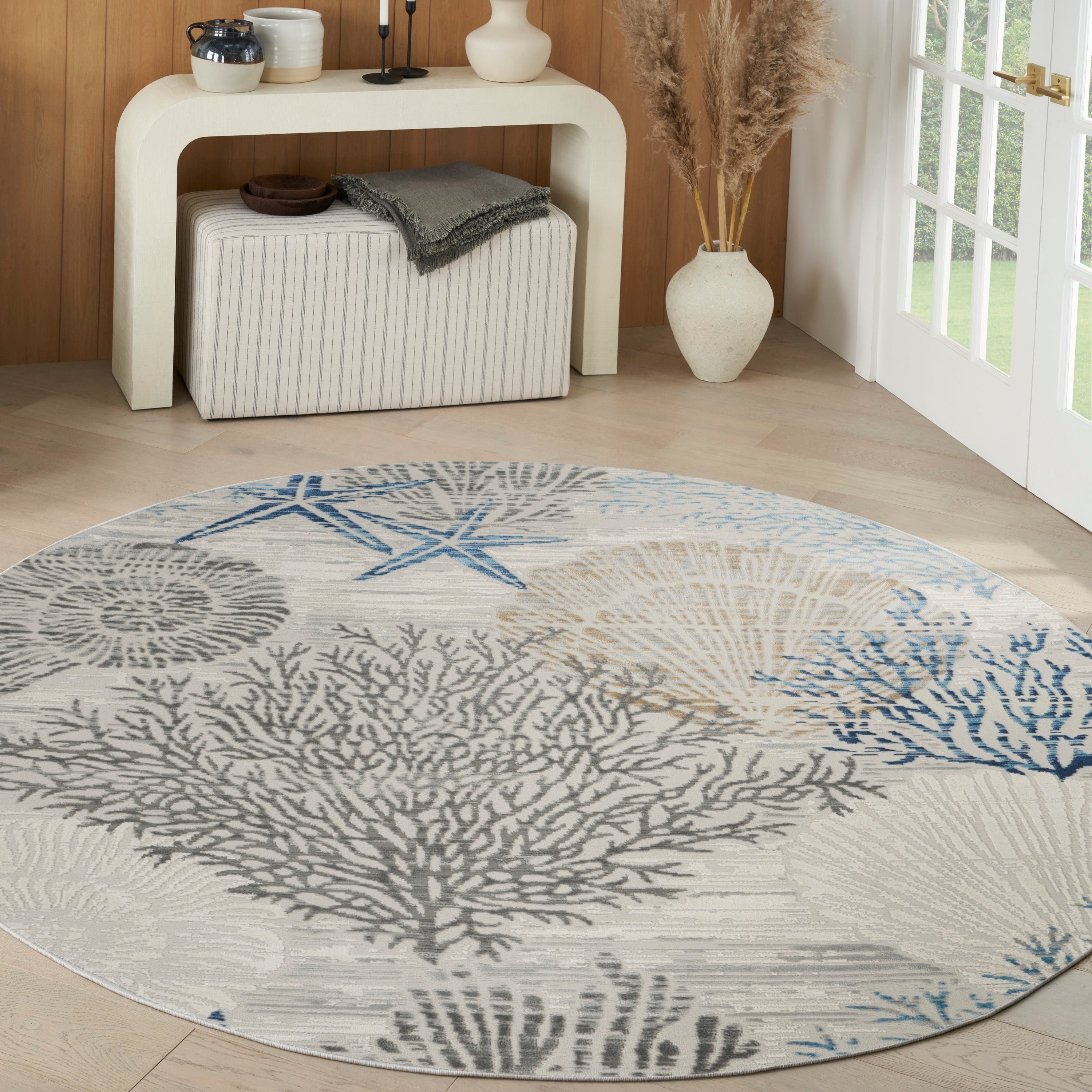 Nourison Pompeii Coastal Beach Shells and Coral Area Rug