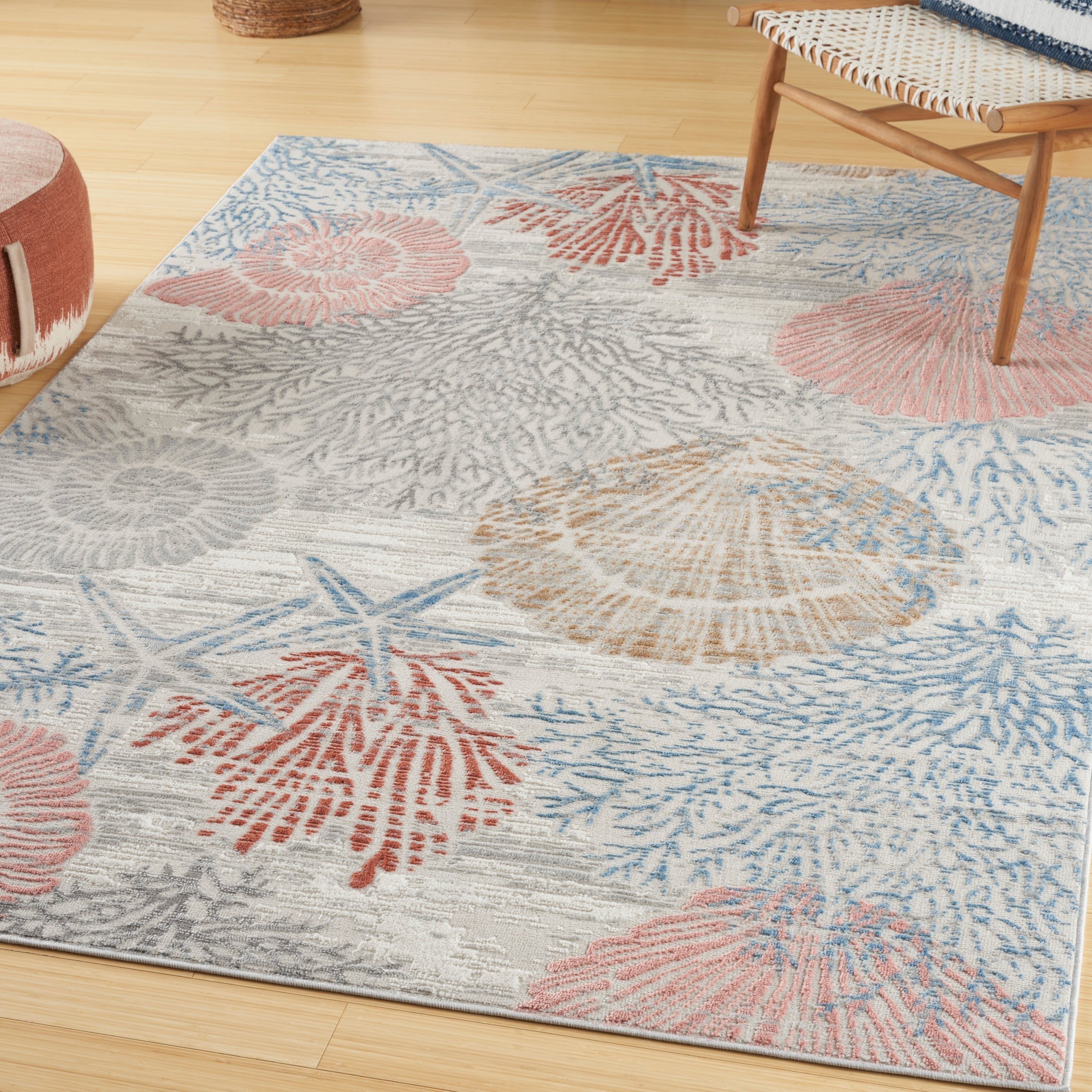 Nourison Pompeii Coastal Beach Shells and Coral Area Rug