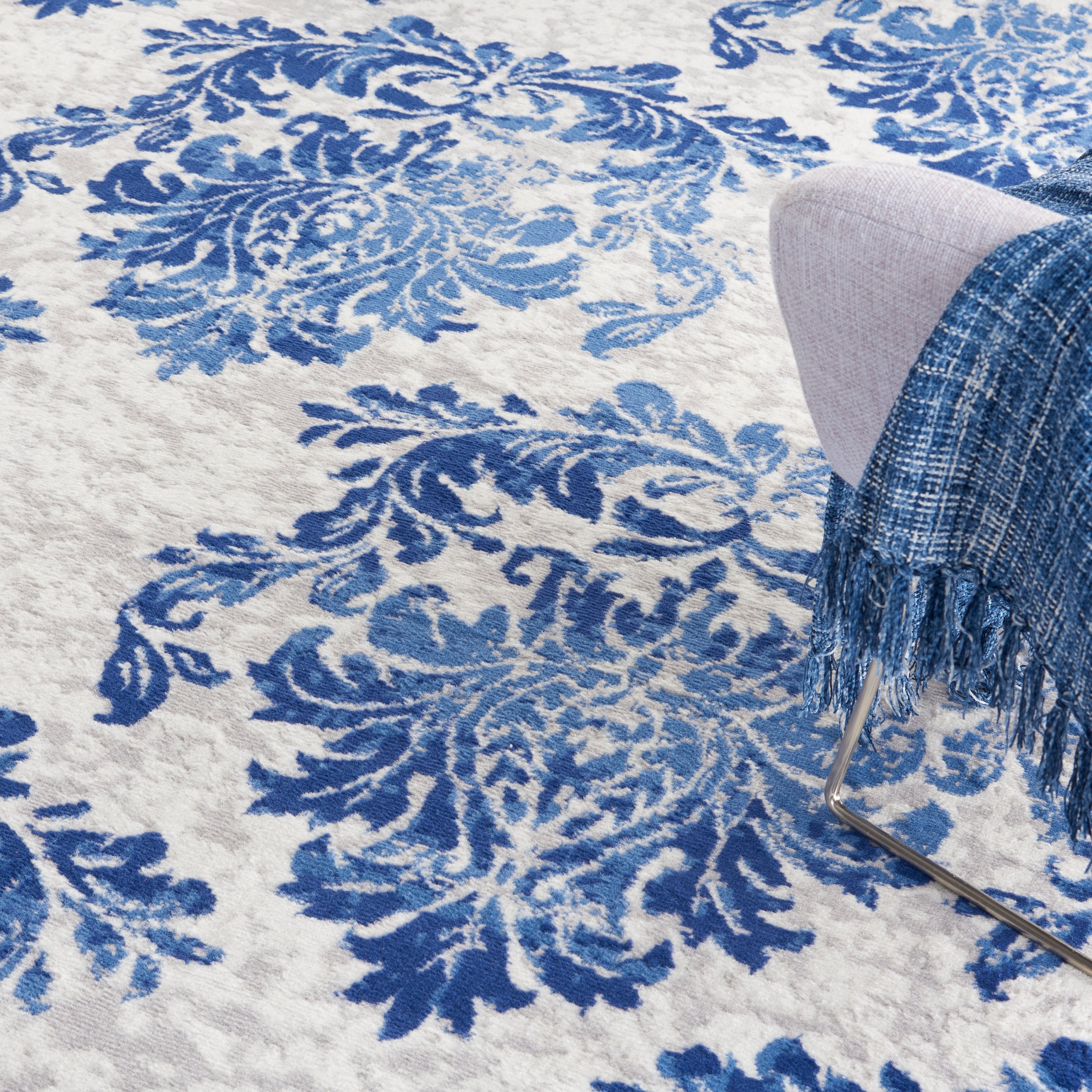 Nourison Whimsicle French Country Botanical Ivory Navy Area Rug