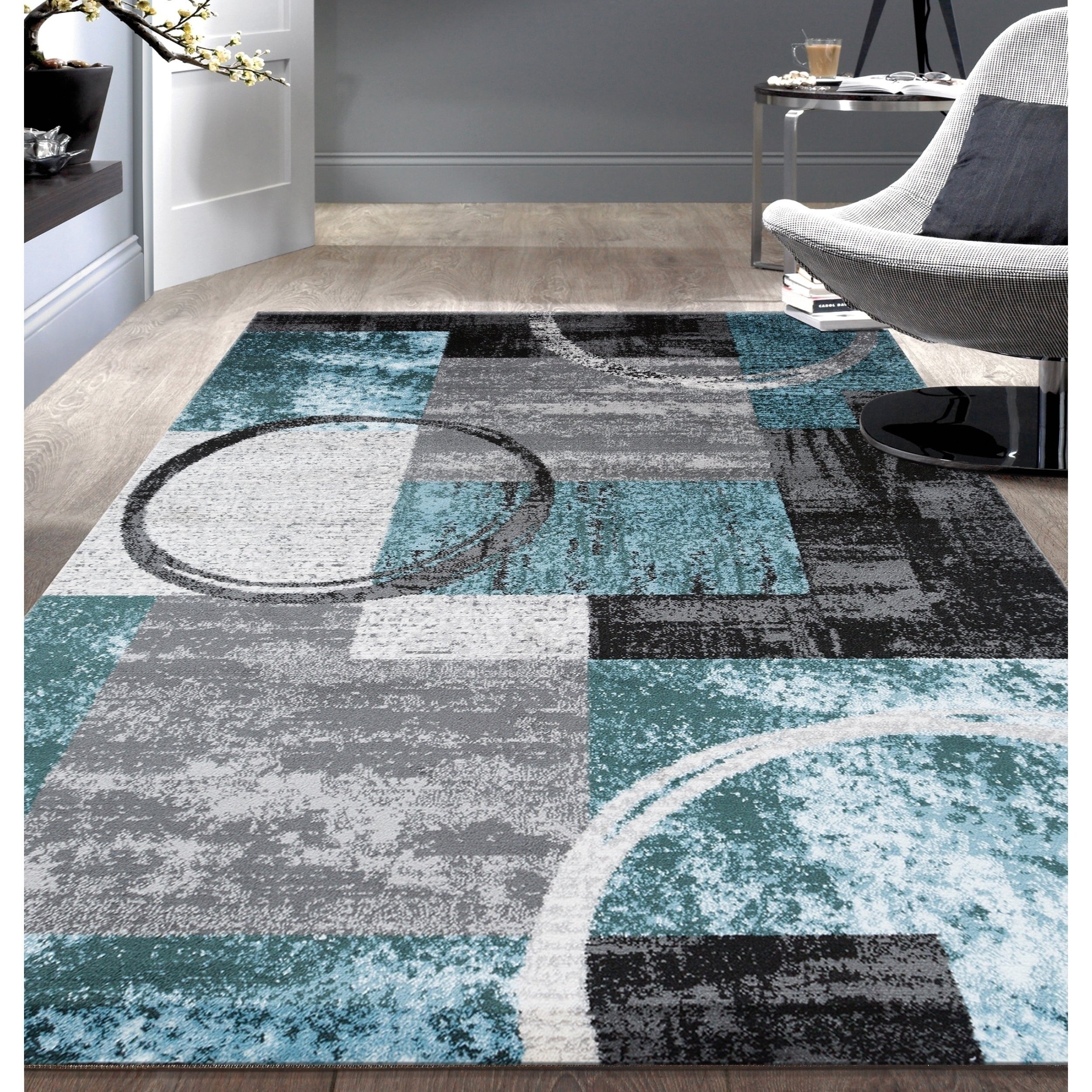 World Rug Gallery Abstract Polypropylene Machine-Made Circle Area Rug