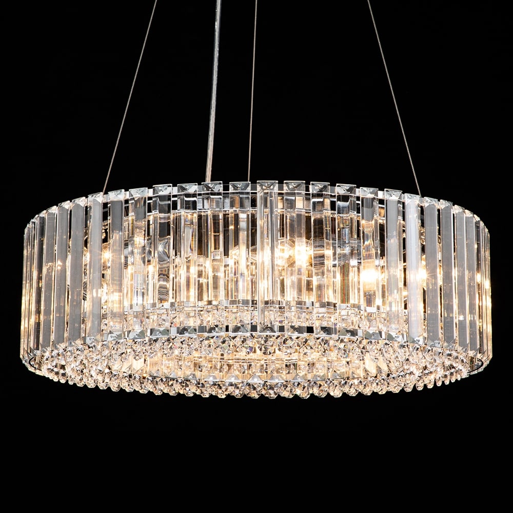 OYIPRO 6/8/12-Light Modern Round Crystal Chandelier Drum Shape Pendant Light for Kitchen Island