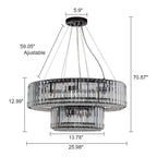 OYIPRO 6/8/12-Light Modern Round Crystal Chandelier Drum Shape Pendant Light for Kitchen Island
