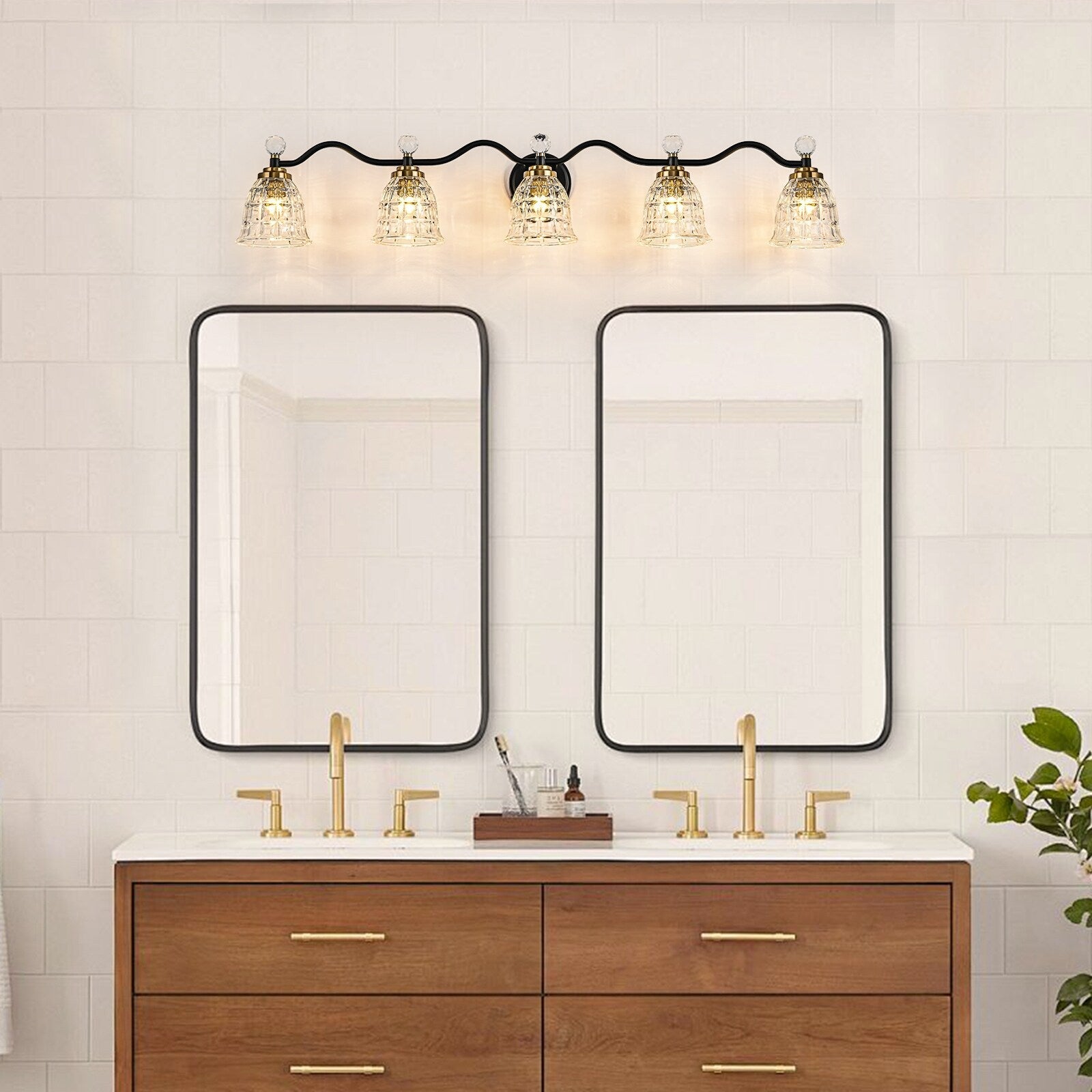 Ora Modern Dimmable Black Gold Bathroom Vanity Lights