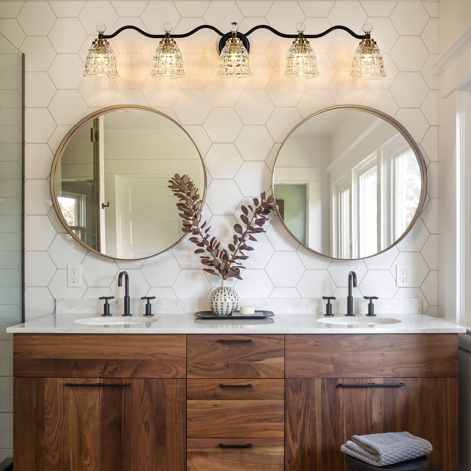 Ora Modern Dimmable Black Gold Bathroom Vanity Lights