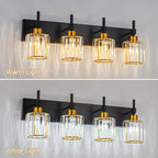 Modern Dimmable Crystal Bathroom Vanity Light Wall Sconces with Crystal Shades