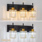 Modern Dimmable Crystal Bathroom Vanity Light Wall Sconces with Crystal Shades