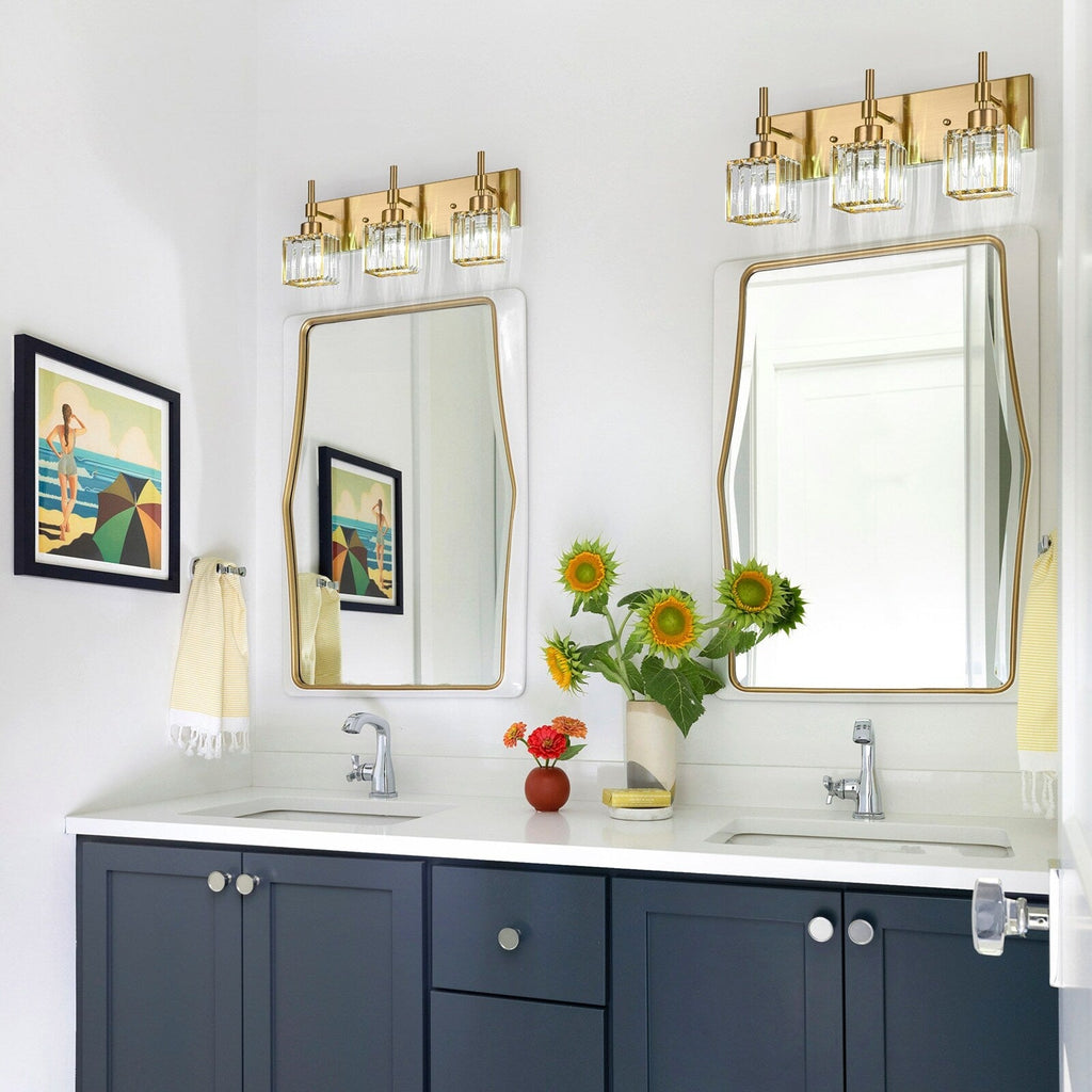 Ora Modern Dimmable Crystal Bathroom Light Fixtures Over Mirror Glam Vanity Lights