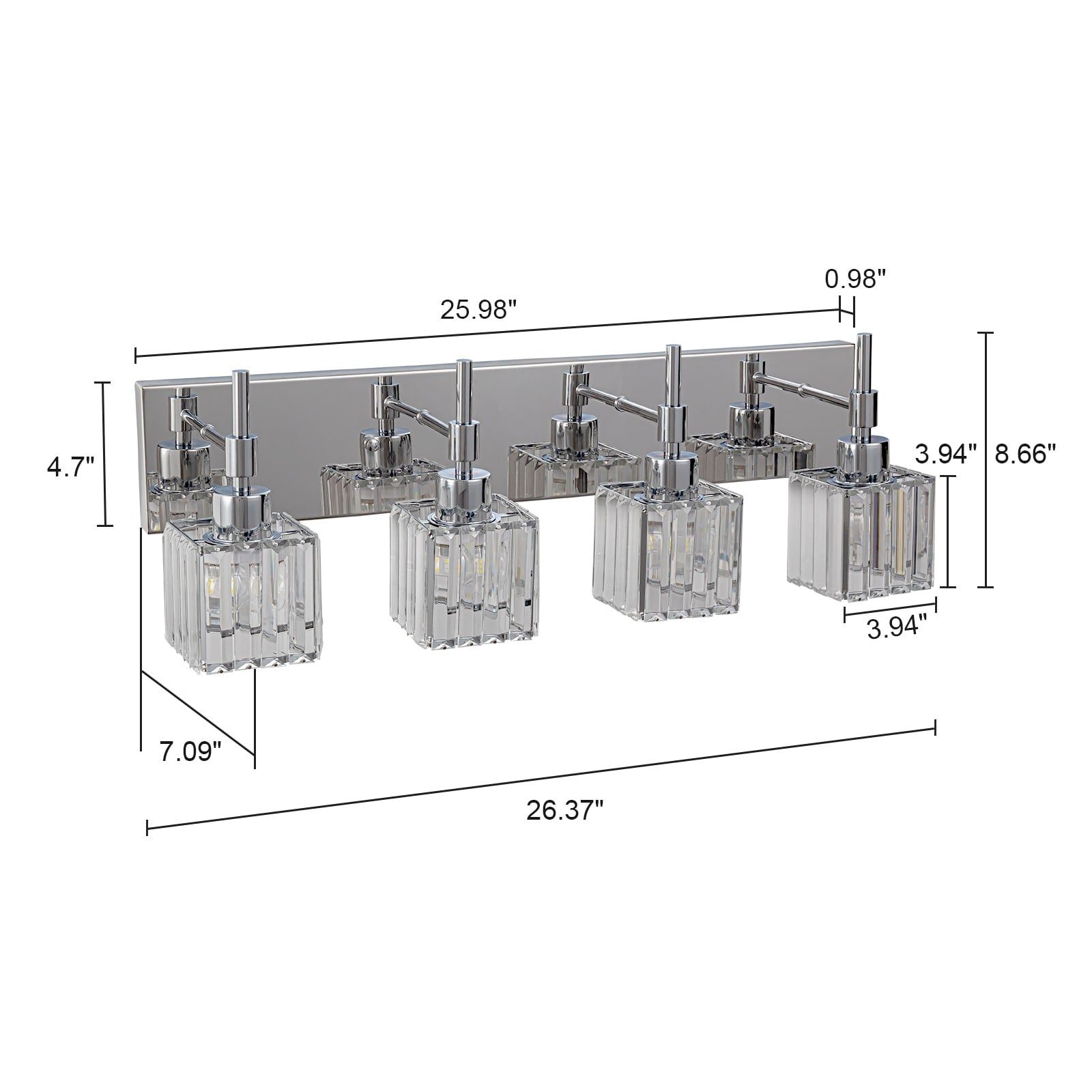 Ora Modern Dimmable Crystal Bathroom Light Fixtures Over Mirror Glam Vanity Lights