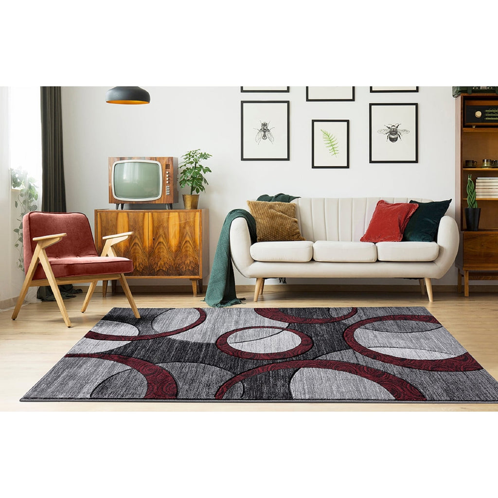 Orelsi Collection Abstract Geometric Circles Area Rug