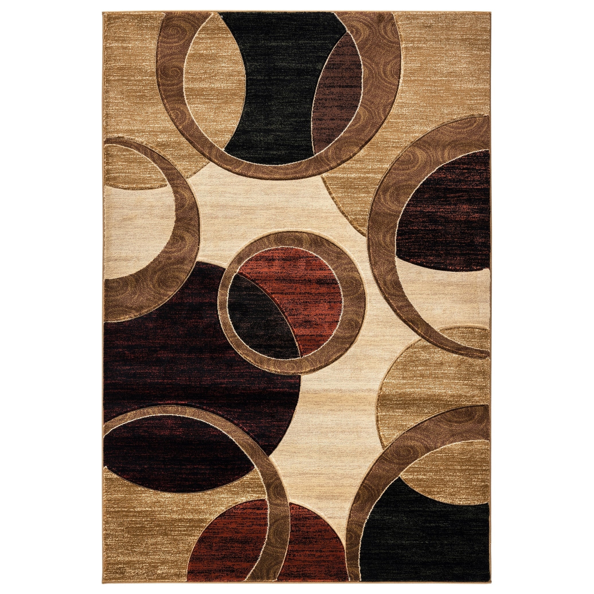 Orelsi Collection Abstract Geometric Circles Area Rug