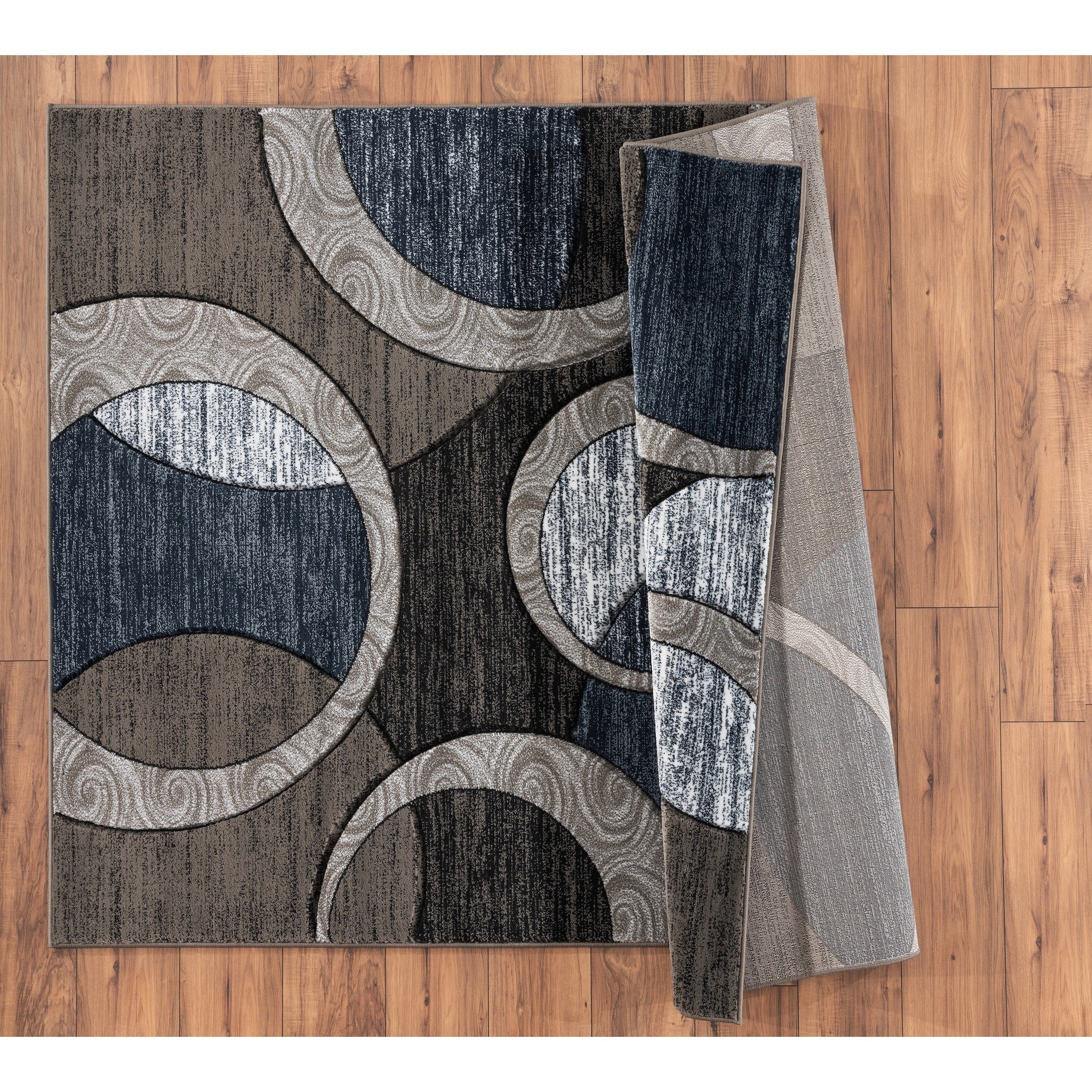 Orelsi Collection Abstract Geometric Circles Area Rug