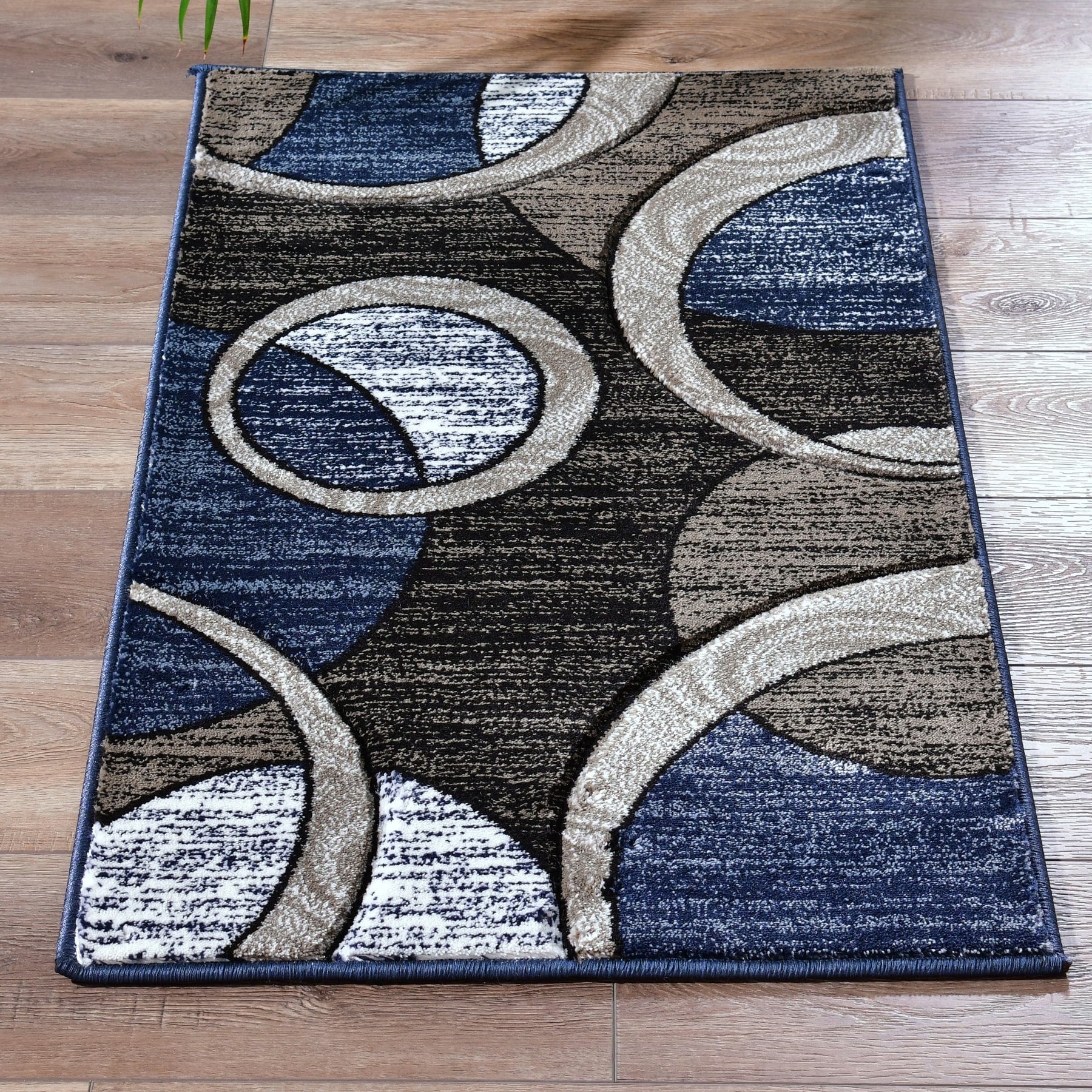 Orelsi Collection Abstract Geometric Circles Area Rug