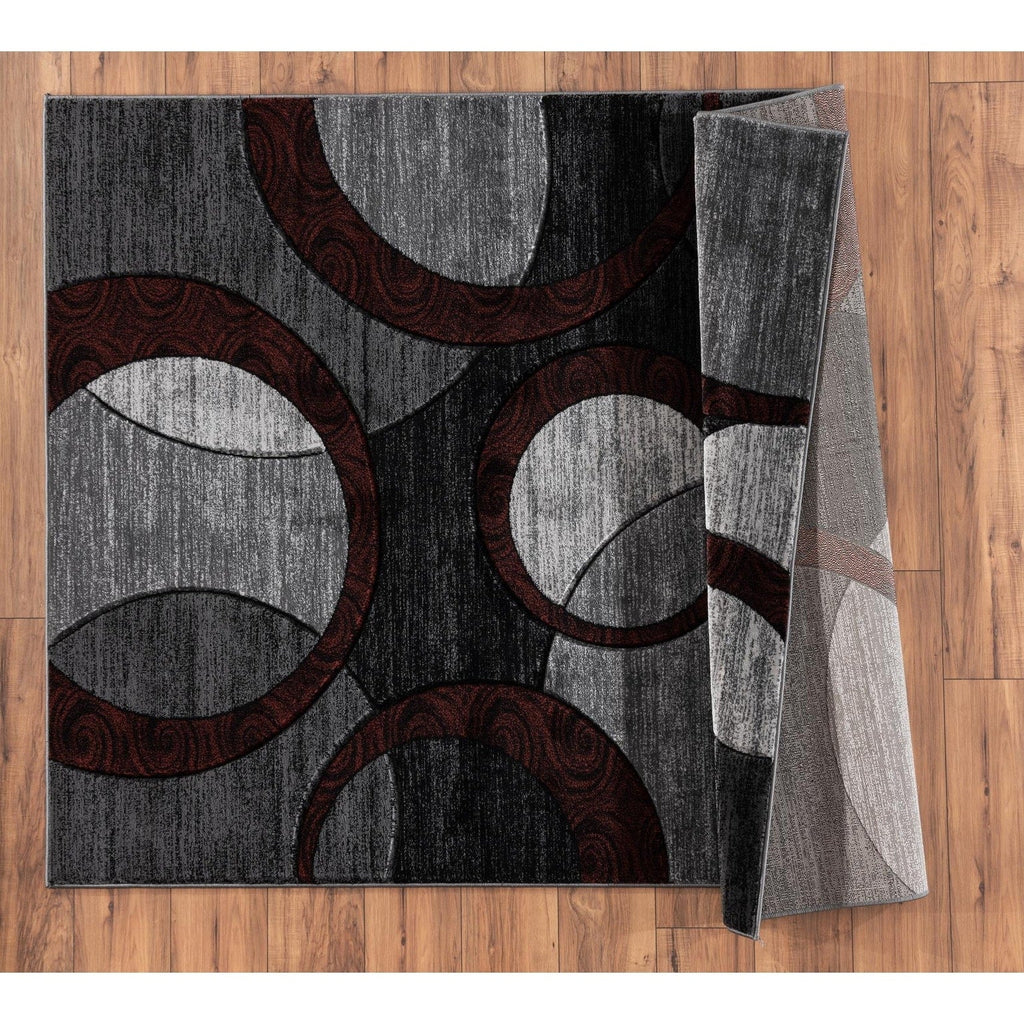 Orelsi Collection Abstract Geometric Circles Area Rug