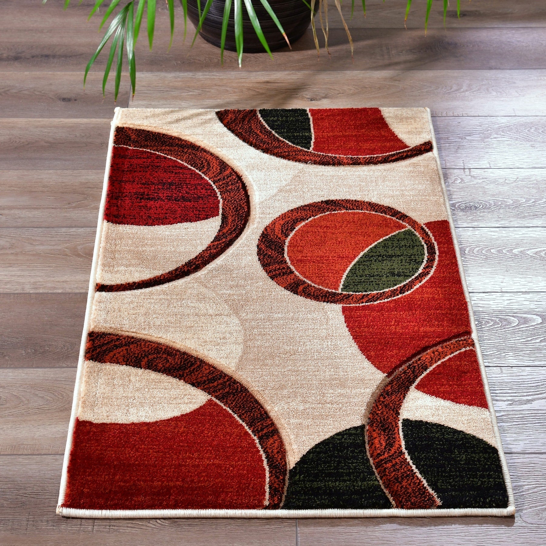 Orelsi Collection Abstract Geometric Circles Area Rug