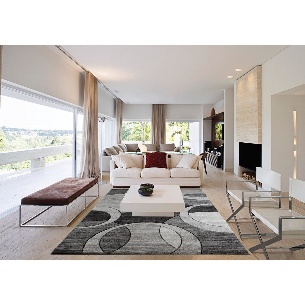 Orelsi Collection Abstract Geometric Circles Area Rug