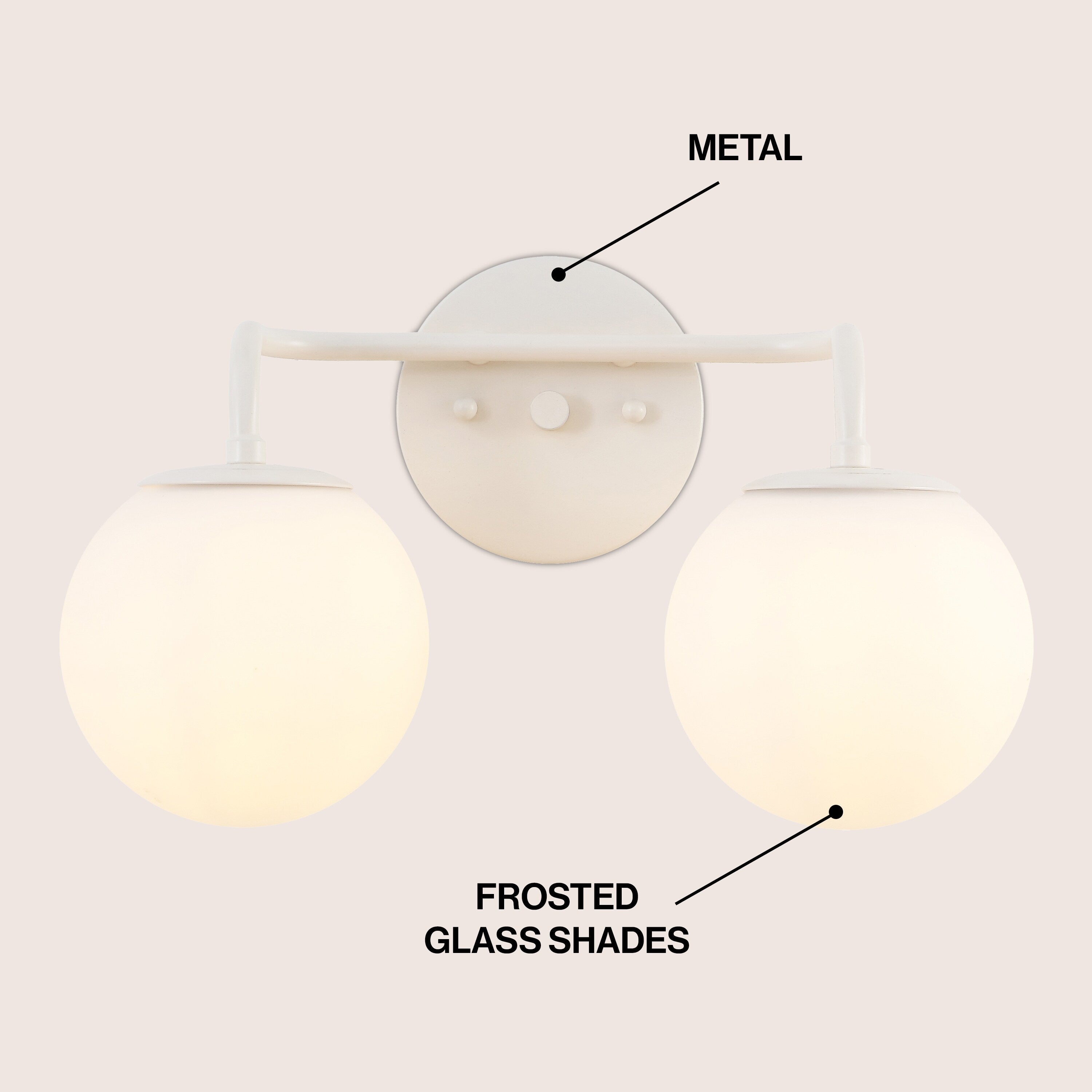 Globe Metal/Frosted Glass Modern LED Vanity, by JONATHAN Y