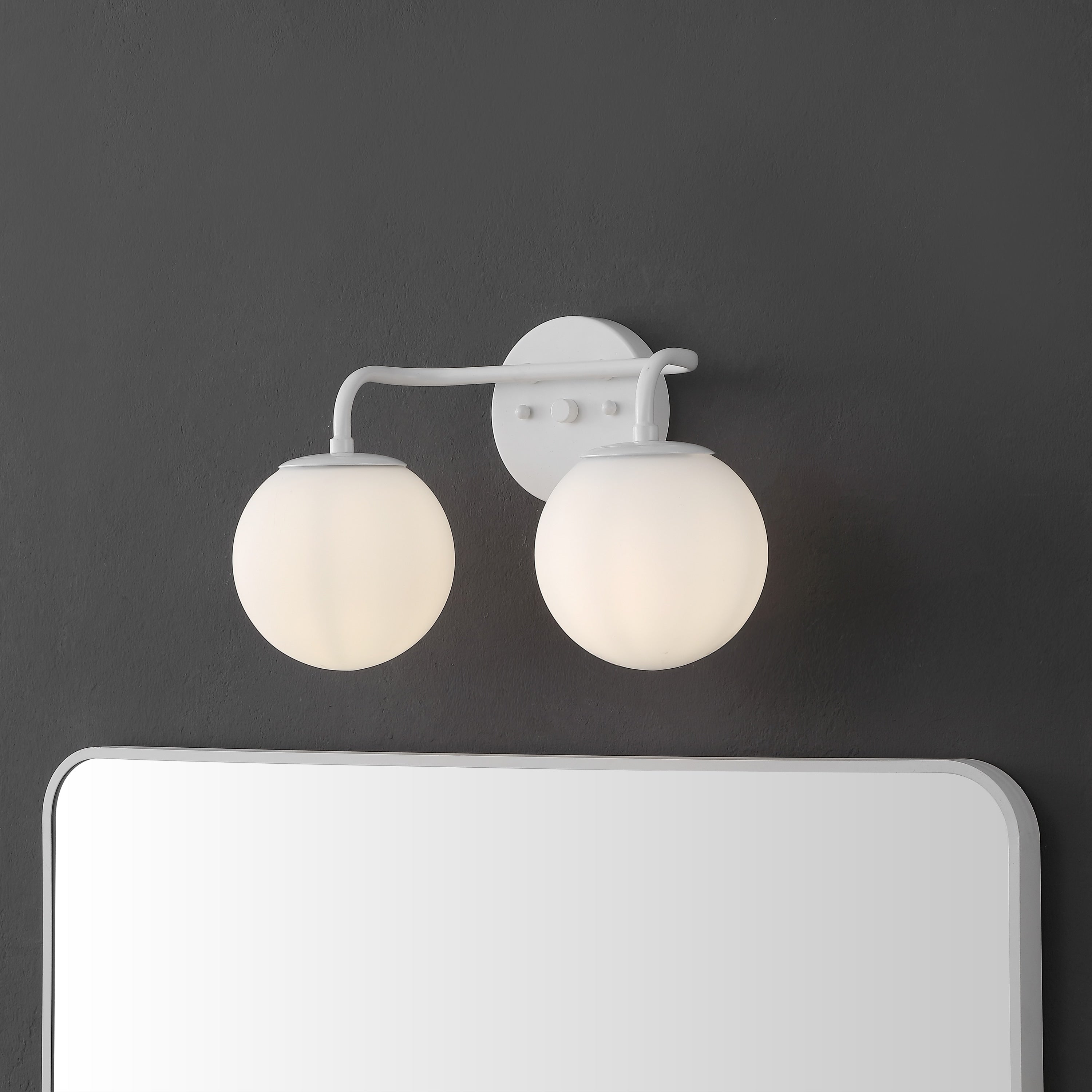 Globe Metal/Frosted Glass Modern LED Vanity, by JONATHAN Y