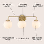 Globe Metal/Frosted Glass Modern LED Vanity, by JONATHAN Y