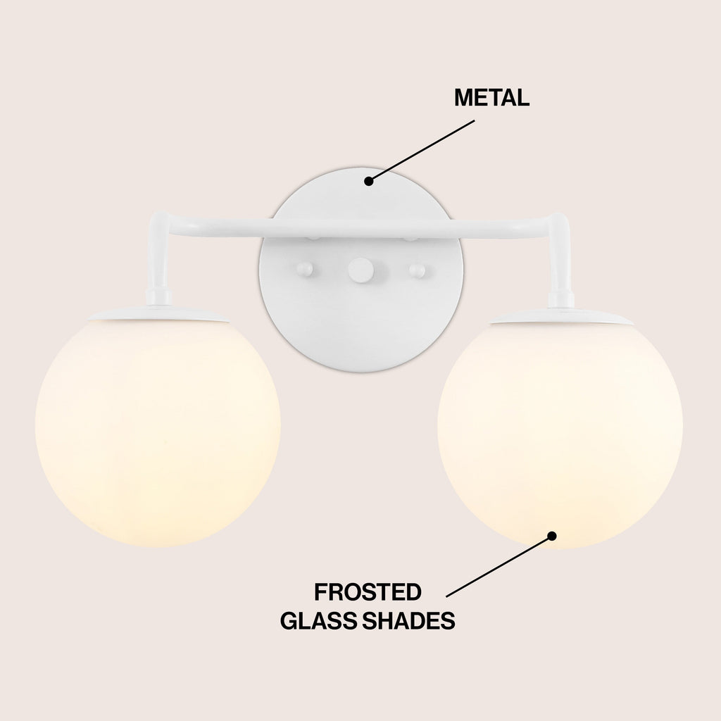 Globe Metal/Frosted Glass Modern LED Vanity, by JONATHAN Y