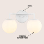 Globe Metal/Frosted Glass Modern LED Vanity, by JONATHAN Y