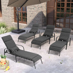 Outdoor Adjustable Patio Chaise Lounge Chair with Cushion Beach Poolside
