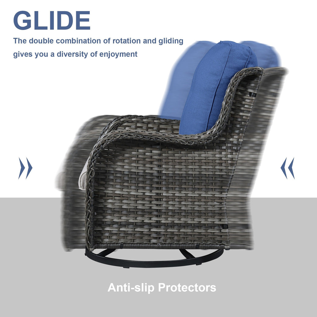 Gymojoy Outdoor Wicker Rocking Lounge Chairs with Swivel Base (Set of 2)