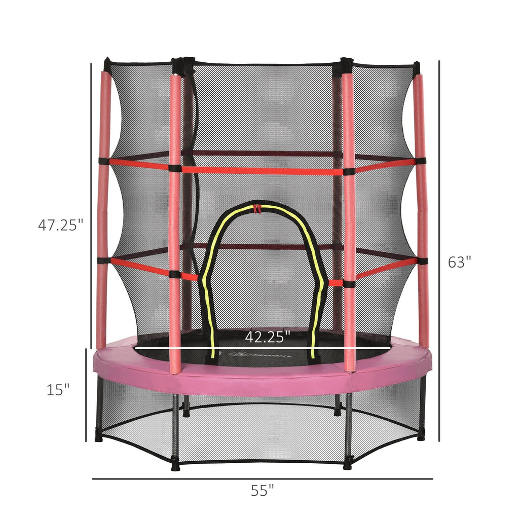 Outsunny 5' Diameter Kids Trampoline with Net for Indoors & Outdoors, Ages 3 to 6