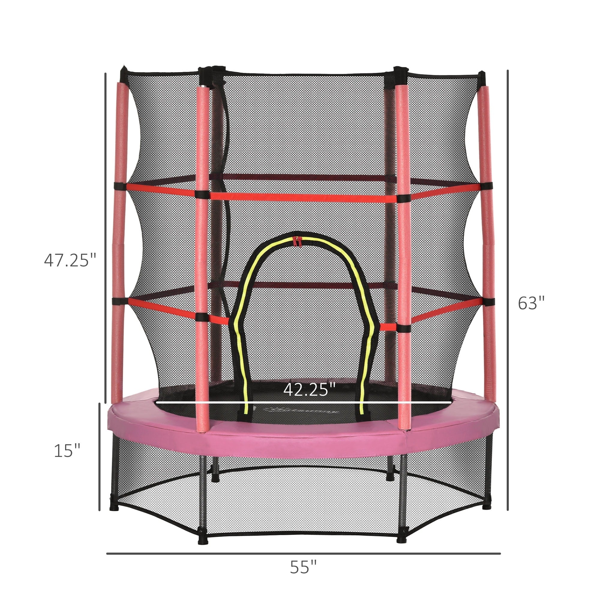 Outsunny 5' Diameter Kids Trampoline with Net for Indoors & Outdoors, Ages 3 to 6