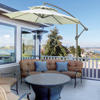 Outsunny 9' 2-Tier Cantilever Umbrella with Crank Handle, Cross Base and 8 Ribs, Garden Patio Offset Umbrella
