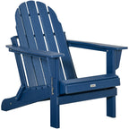 Outsunny Folding Adirondack Chair, HDPE Outdoor All Weather Plastic Lounge Beach Chairs for Patio Deck and Lawn Furniture