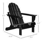 Outsunny Folding Adirondack Chair, HDPE Outdoor All Weather Plastic Lounge Beach Chairs for Patio Deck and Lawn Furniture