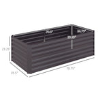 Outsunny Raised Garden Bed, 71 x 36 x 23 Galvanized Steel Planters for Outdoor Plants with Reinforced Rods