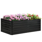 Outsunny Raised Garden Bed, 71 x 36 x 23 Galvanized Steel Planters for Outdoor Plants with Reinforced Rods