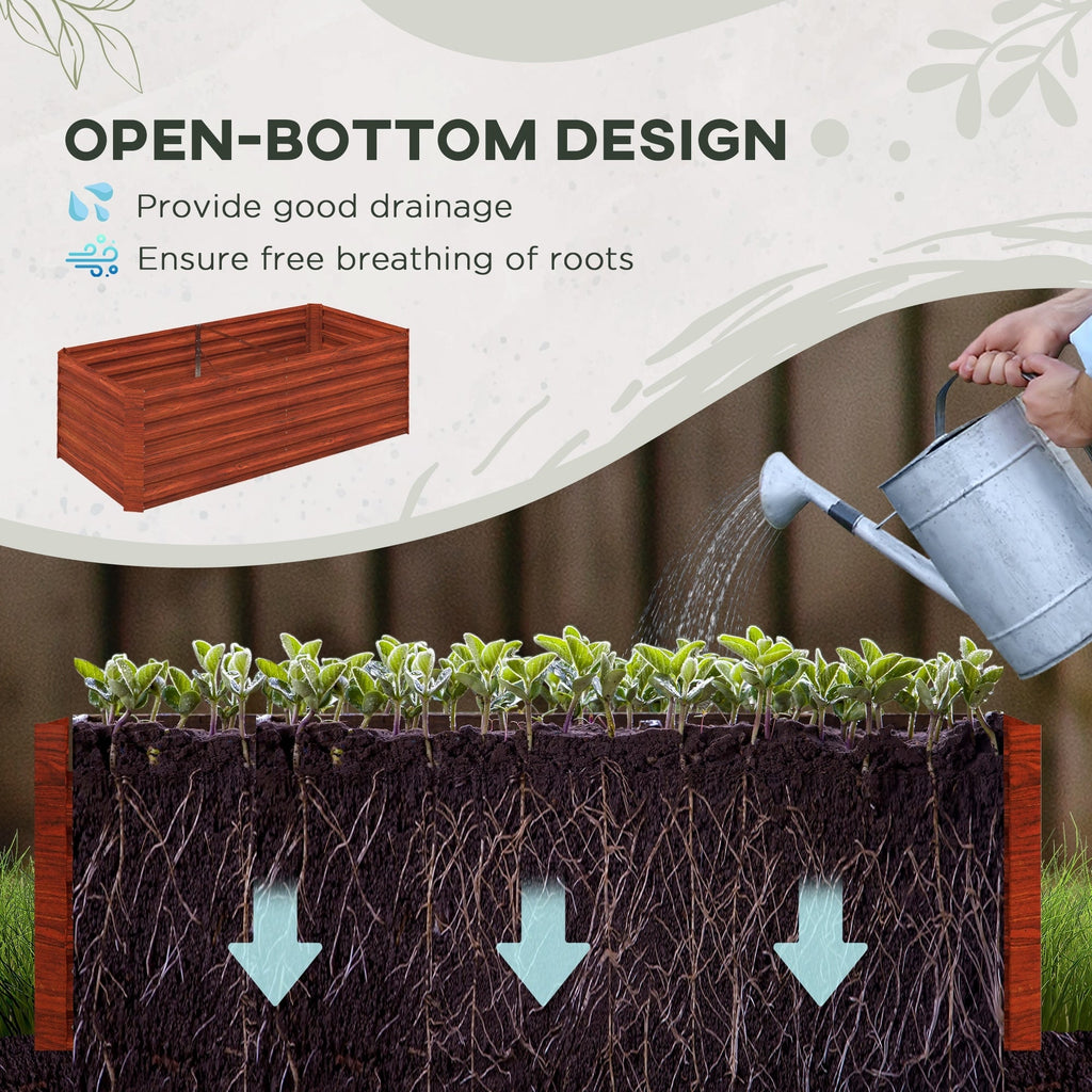 Outsunny Raised Garden Bed, 71 x 36 x 23 Galvanized Steel Planters for Outdoor Plants with Reinforced Rods