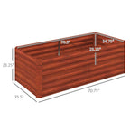 Outsunny Raised Garden Bed, 71 x 36 x 23 Galvanized Steel Planters for Outdoor Plants with Reinforced Rods