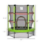 Outsunny 5' Diameter Kids Trampoline with Net for Indoors & Outdoors, Ages 3 to 6