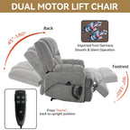 Oversized Chenille Power Lift Recliner Chair with Massage and Lumbar Heating, Infinite Position Reclining