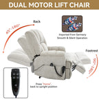 Oversized Chenille Power Lift Recliner Chair with Massage and Lumbar Heating, Infinite Position Reclining