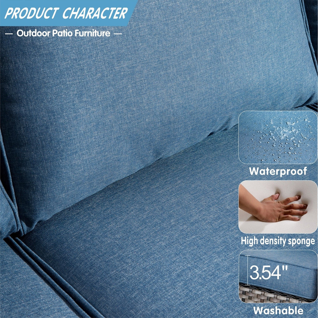 OVIOS 5-piece Patio Furniture Wicker Outdoor High-back Seating Set