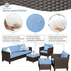 OVIOS 5-piece Patio Furniture Wicker Outdoor High-back Seating Set