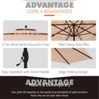 MAISON ARTS 10ft 3 Tiers Patio Outdoor Umbrella Matched with most Patio Table with Ventilation Auto-tilt and Crank Lift