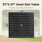 MAISON ARTS 6-Piece Patio Dining Set with 10ft 3 Tier Auto-tilt Umbrella: 4 Metal Outdoor Chairs 1 Metal Square Dining Table