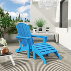 Polytrends Laguna Hdpe All Weather Outdoor Patio Foldable Adirondack Chair With Ottoman (2-Piece Set)